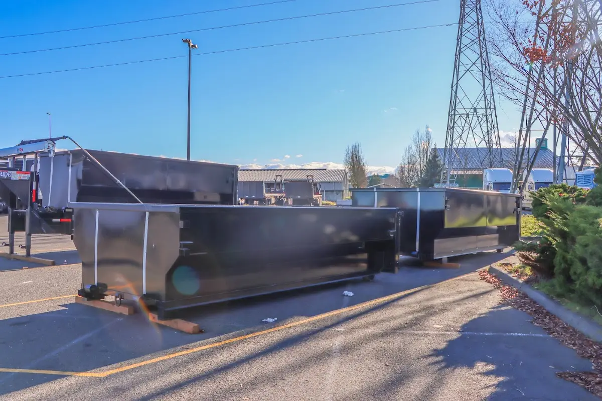 Roll-off dumpster ready for waste disposal at job site for Concrete Dumpster Rental in Bonner Springs